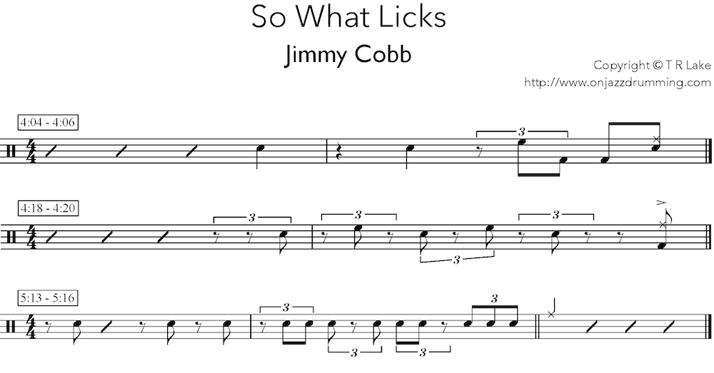 So What Licks - Jimmy Cobb - on jazz drumming