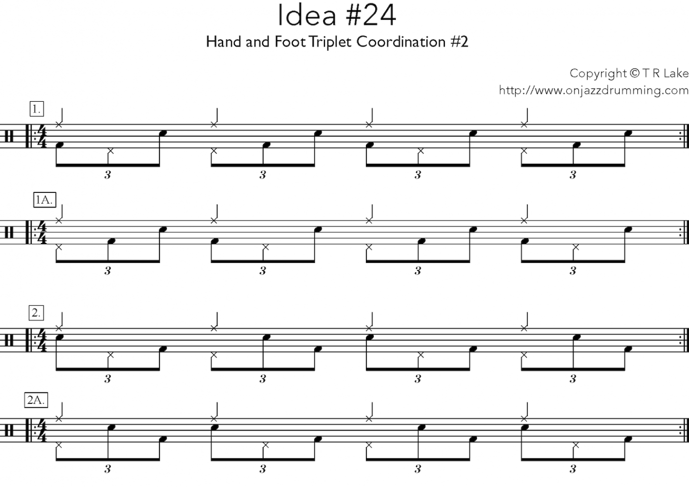 jazz drumming idea 24 | Hand to Foot triplet co-ordination 2 | on jazz drumming