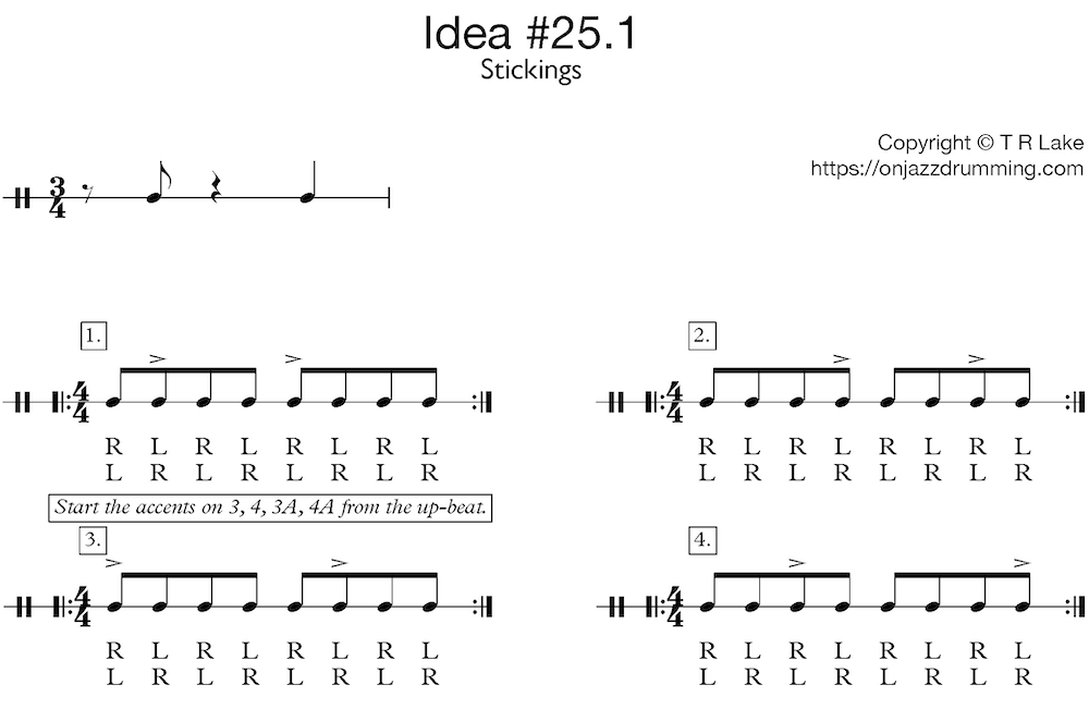 jazz drumming idea 25 | The Other Phrase - Stickings | on jazz drumming